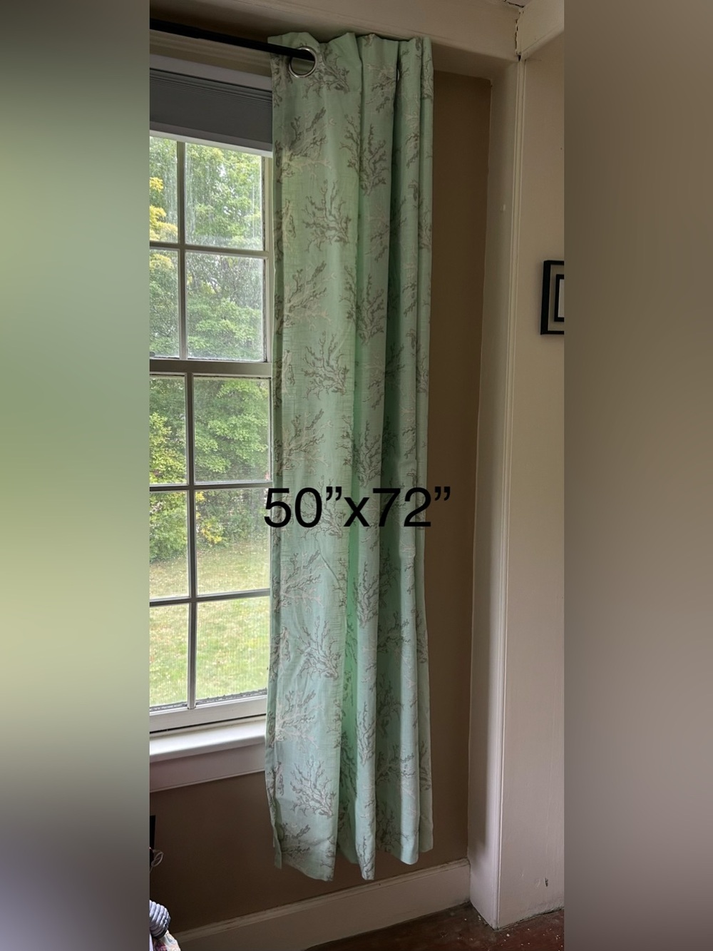 Soft Mint Green Printed Window Curtain Panels (2) - 50" x 72"